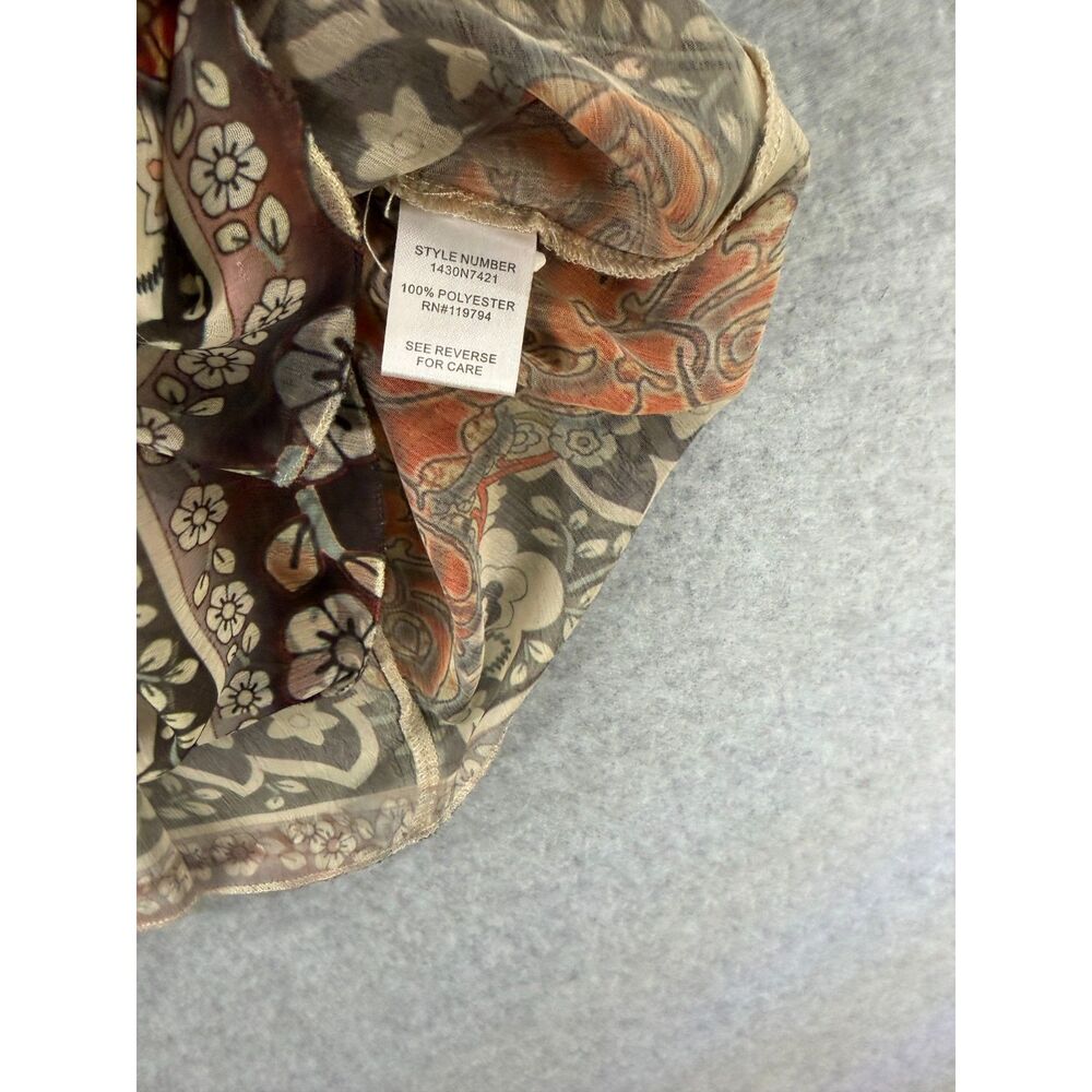 Unity World Wear Large Boho Paisley Sheer Blouse Beaded Lace Trim - Picture 3 of 8